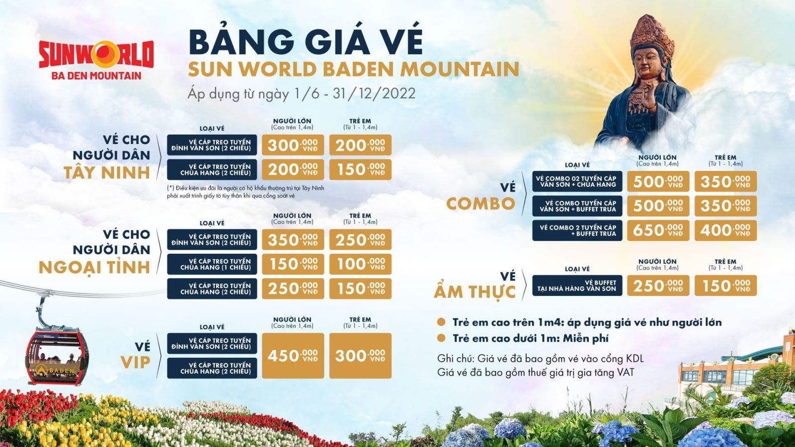 Ngày 01/06 cáp treo Núi Bà ưu đãi giá vé dành riêng cho bà con Tây Ninh